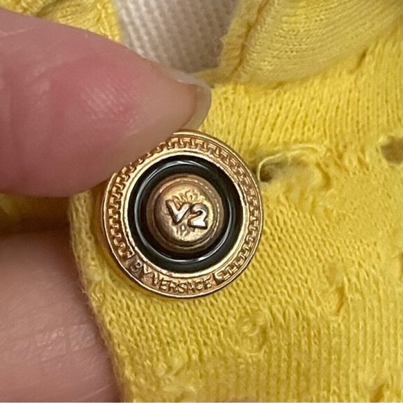 Vintage Versace Yellow Short Sleeve Polo Shirt - 50/XL, made in Italy 🇮🇹 - Picture 3 of 12